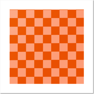 Check pattern chessboard orange yellow design Posters and Art